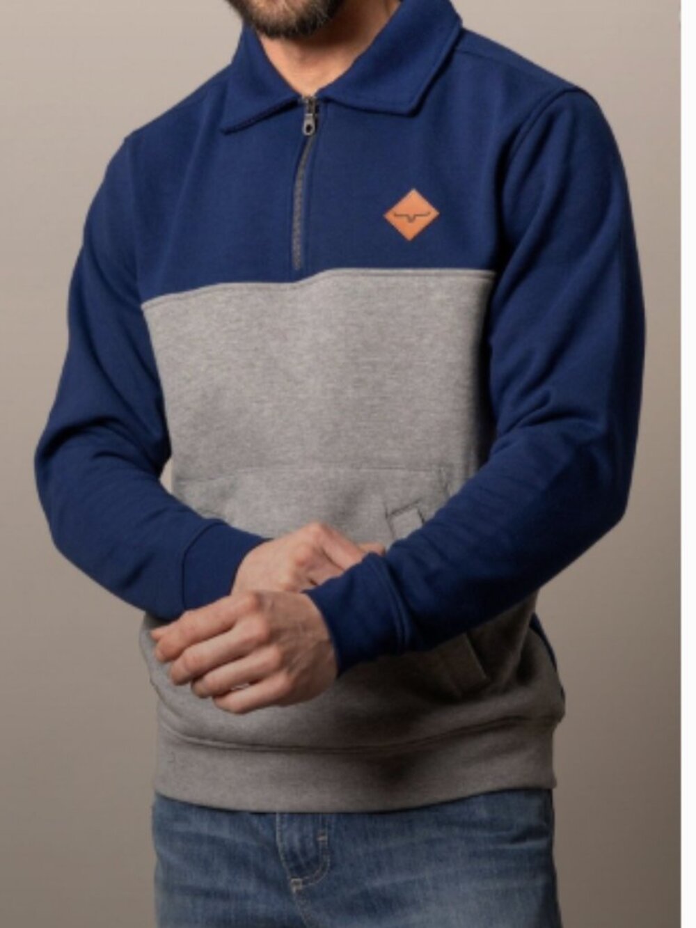 NWT KIMES Men's Diamond Head Quarter Zip Pullover Sweatshirt Blue Gray SizE xxl